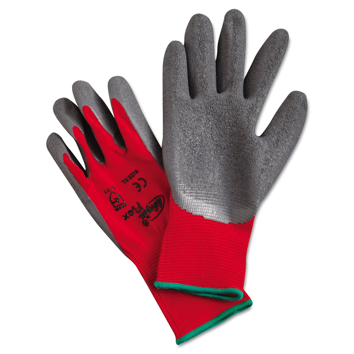 MCR Safety Ninja Flex Latex-Coated-Palm Gloves, Nylon Shell, X-Large, Red/Gray (N9680XL)