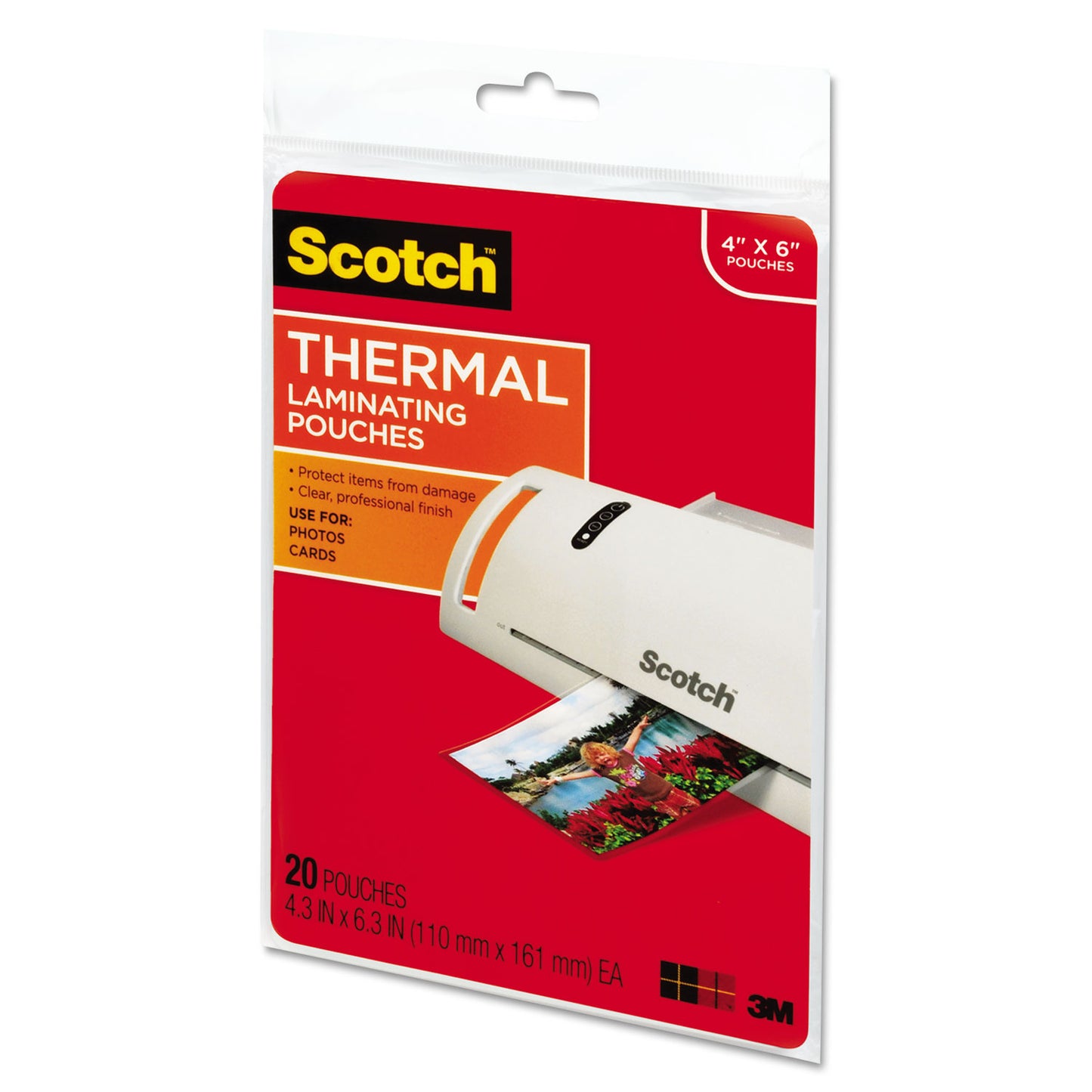 Scotch Laminating Pouches, 5 mil, 4.33" x 6.33", Gloss Clear, 20/Pack (TP590020)