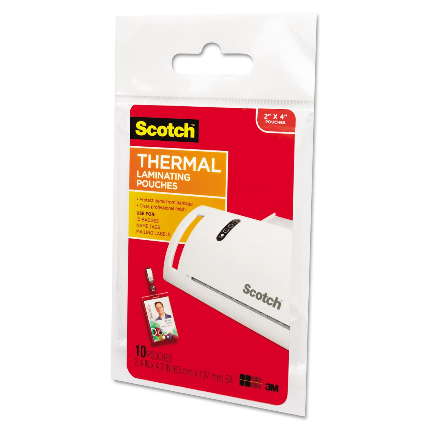 Scotch Laminating Pouches, 5 mil, 2.25" x 4.25", Gloss Clear, 10/Pack (TP585210)