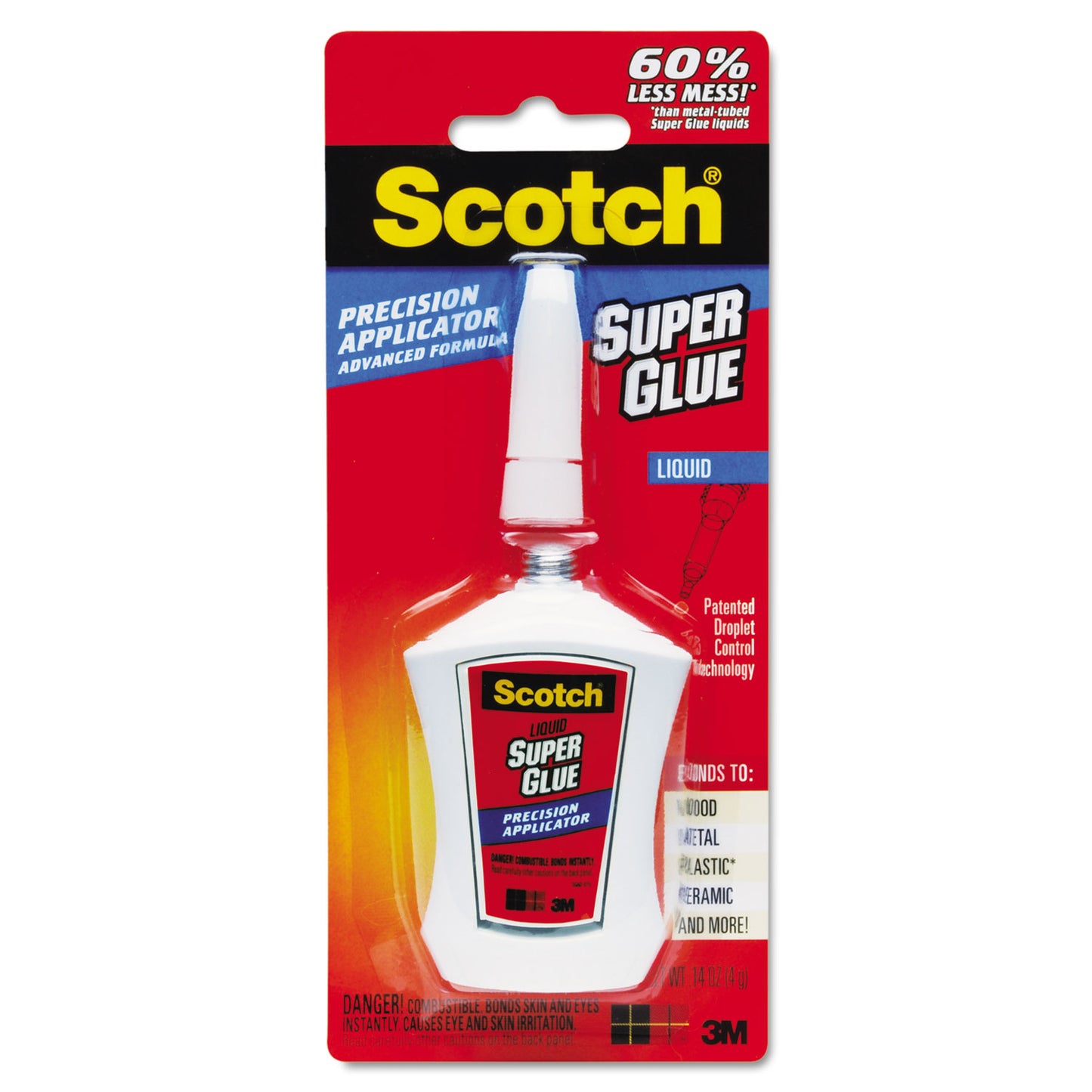 Scotch Super Glue with Precision Applicator, 0.14 oz, Dries Clear (AD124)