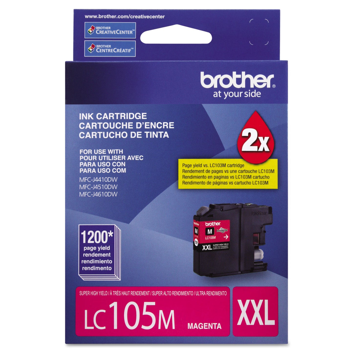 Brother LC105M Innobella Super High-Yield Ink, 1,200 Page-Yield, Magenta