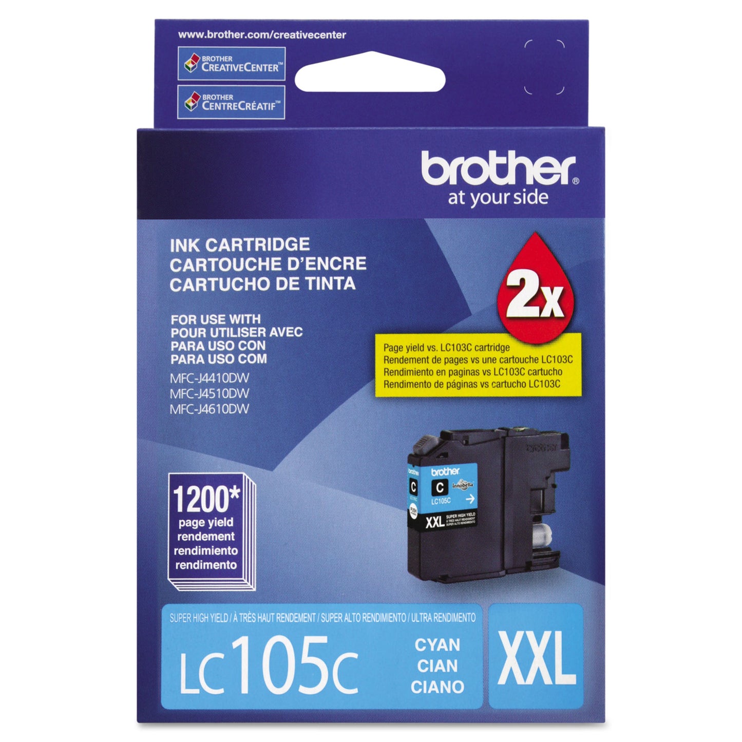 Brother LC105C Innobella Super High-Yield Ink, 1,200 Page-Yield, Cyan