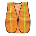 MCR Safety Polyester Mesh Safety Vest, One Size Fits All, Orange with 0.75" Lime Green Stripe (V211R)