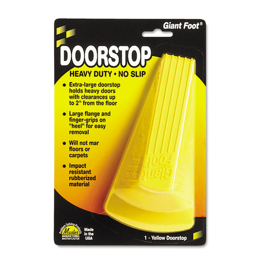 Master Caster Giant Foot Doorstop, No-Slip Rubber Wedge, 3.5w x 6.75d x 2h, Safety Yellow (00966)