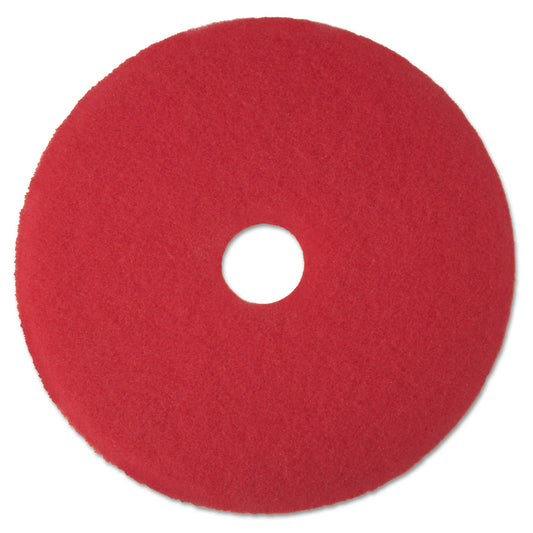 3M Low-Speed Buffer Floor Pads 5100, 19" Diameter, Red, 5/Carton (08394)