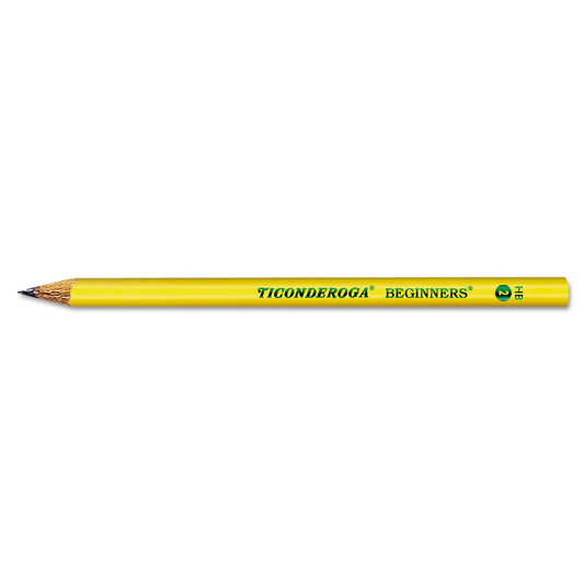 Dixon Ticonderoga Beginners Woodcase Pencil with Microban Protection, HB (#2), Black Lead, Yellow Barrel, Dozen (13080)