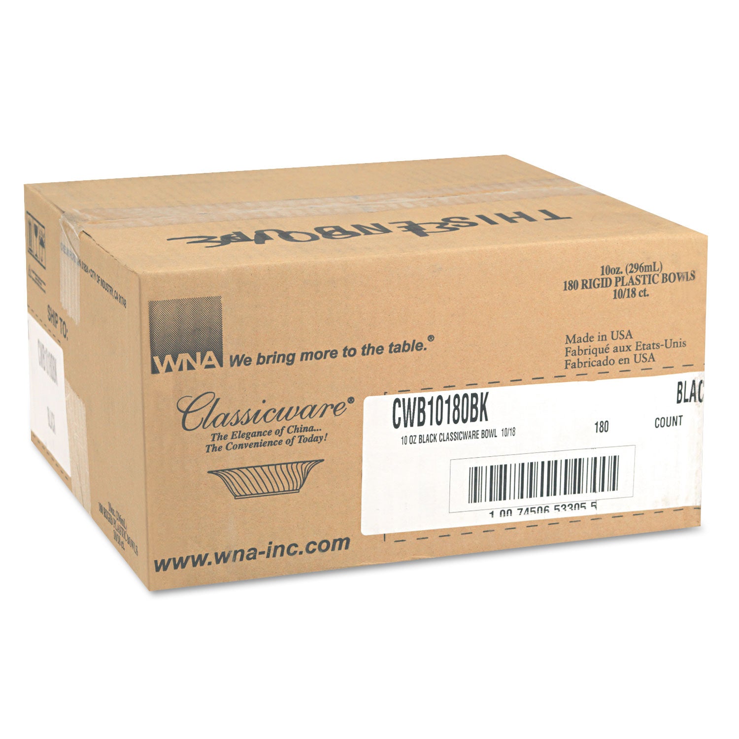 WNA CWB10180BK Classicware Plastic Dinnerware