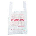 Barnes Paper Company Plastic Thank-You T-Sack, Thank You - Have a Nice Day Labeling, Cut-Out Handles, 4" x 6" x 15", White/Red, 2,000/Carton (6415THYOU)