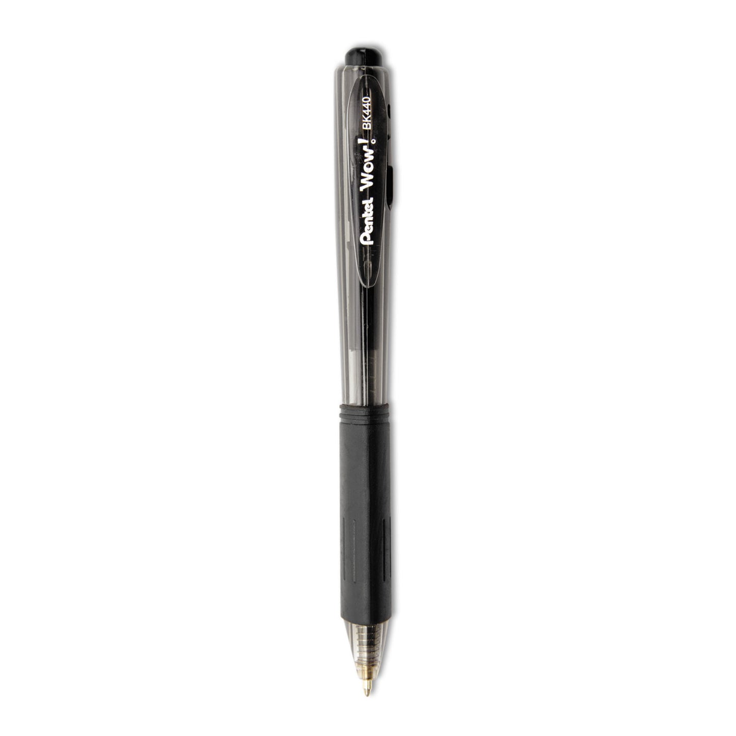Pentel WOW! Ballpoint Pen Value Pack, Retractable, Medium 1 mm, Black Ink, Smoke/Black Barrel, 36/Pack (BK440ASWUS)