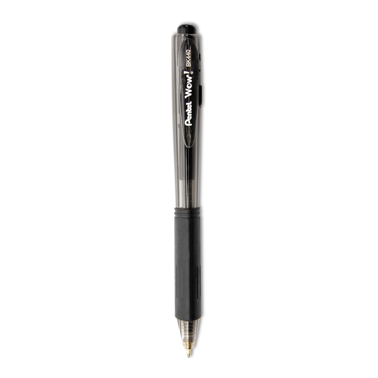 Pentel WOW! Ballpoint Pen Value Pack, Retractable, Medium 1 mm, Black Ink, Smoke/Black Barrel, 36/Pack (BK440ASWUS)