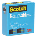 Scotch Removable Tape, 1" Core, 0.5" x 36 yds, Transparent (811121296)