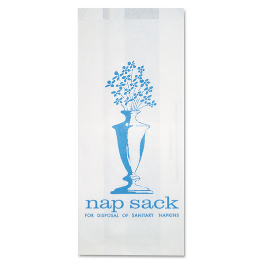 Bagcraft Nap Sack Sanitary Disposal Bags, 4" x 2" x 9", White, 1,000/Carton (300314)