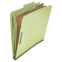 Universal Six-Section Pressboard Classification Folders, 2" Expansion, 2 Dividers, 6 Fasteners, Letter Size, Green Exterior, 10/Box (10271)