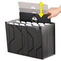 Pendaflex Sliding Cover Expanding File, 4" Expansion, 13 Sections, Cord/Hook Closure, 1/6-Cut Tabs, Letter Size, Black (02327)