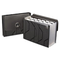 Pendaflex Sliding Cover Expanding File, 4" Expansion, 13 Sections, Cord/Hook Closure, 1/6-Cut Tabs, Letter Size, Black (02327)