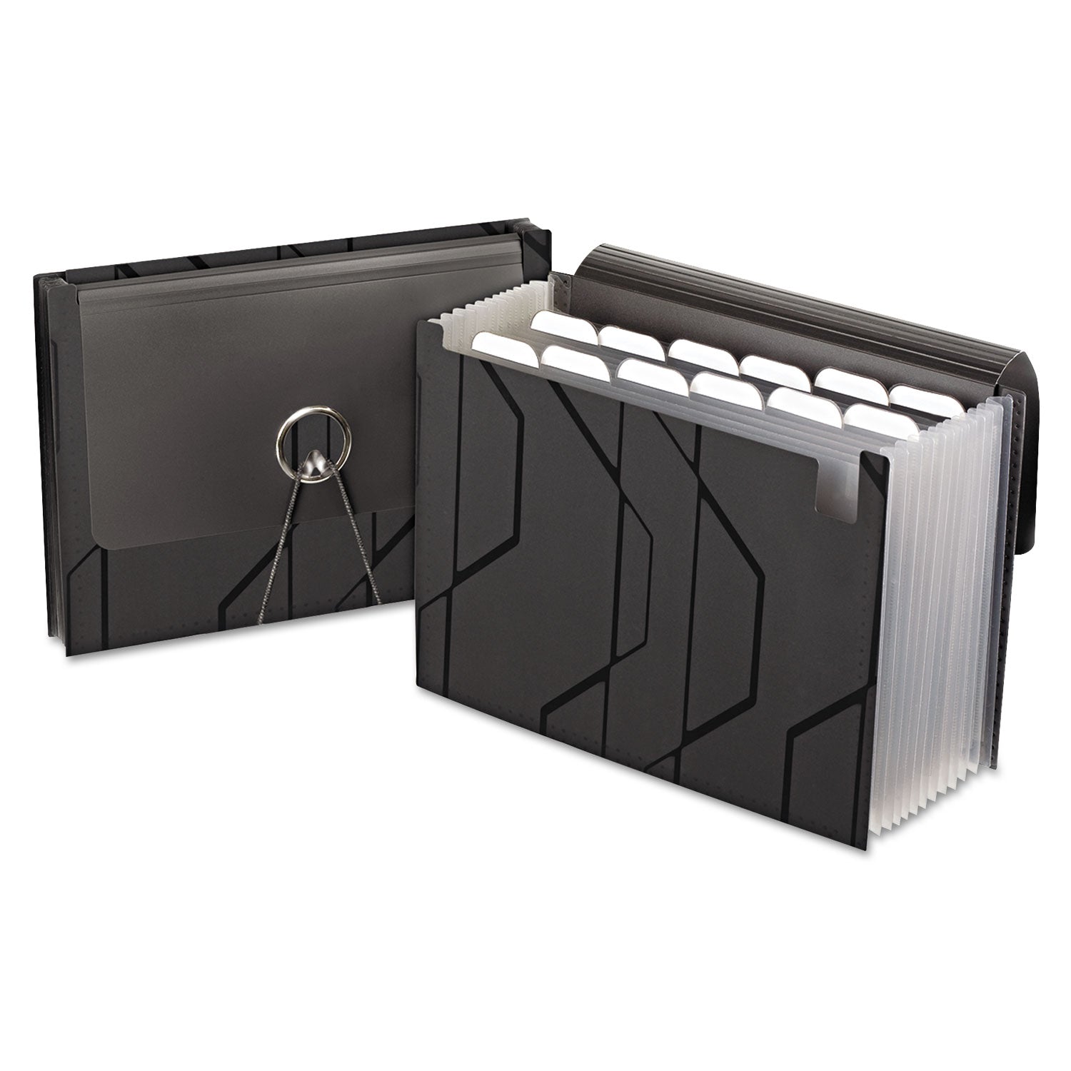 Pendaflex Sliding Cover Expanding File, 4" Expansion, 13 Sections, Cord/Hook Closure, 1/6-Cut Tabs, Letter Size, Black (02327)