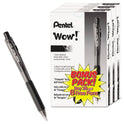 Pentel WOW! Ballpoint Pen Value Pack, Retractable, Medium 1 mm, Black Ink, Smoke/Black Barrel, 36/Pack (BK440ASWUS)