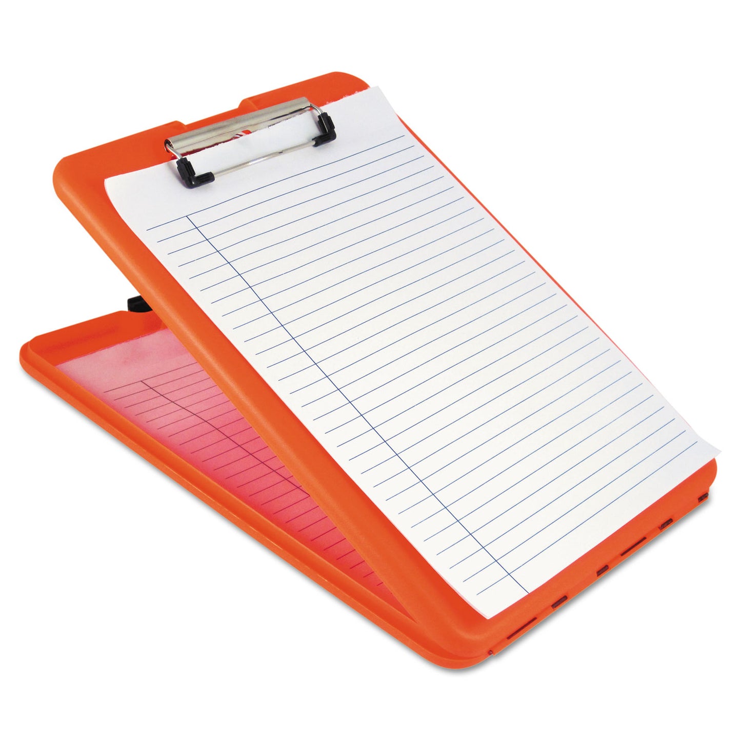 Saunders SlimMate Storage Clipboard, 0.5" Clip Capacity, Holds 8.5 x 11 Sheets, Hi-Vis Orange (00579)