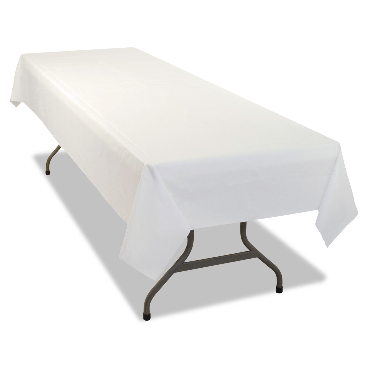 Tablemate Table Set Rectangular Table Covers, Heavyweight Plastic, 54" x 108", White, 24/Carton (549WHCT)