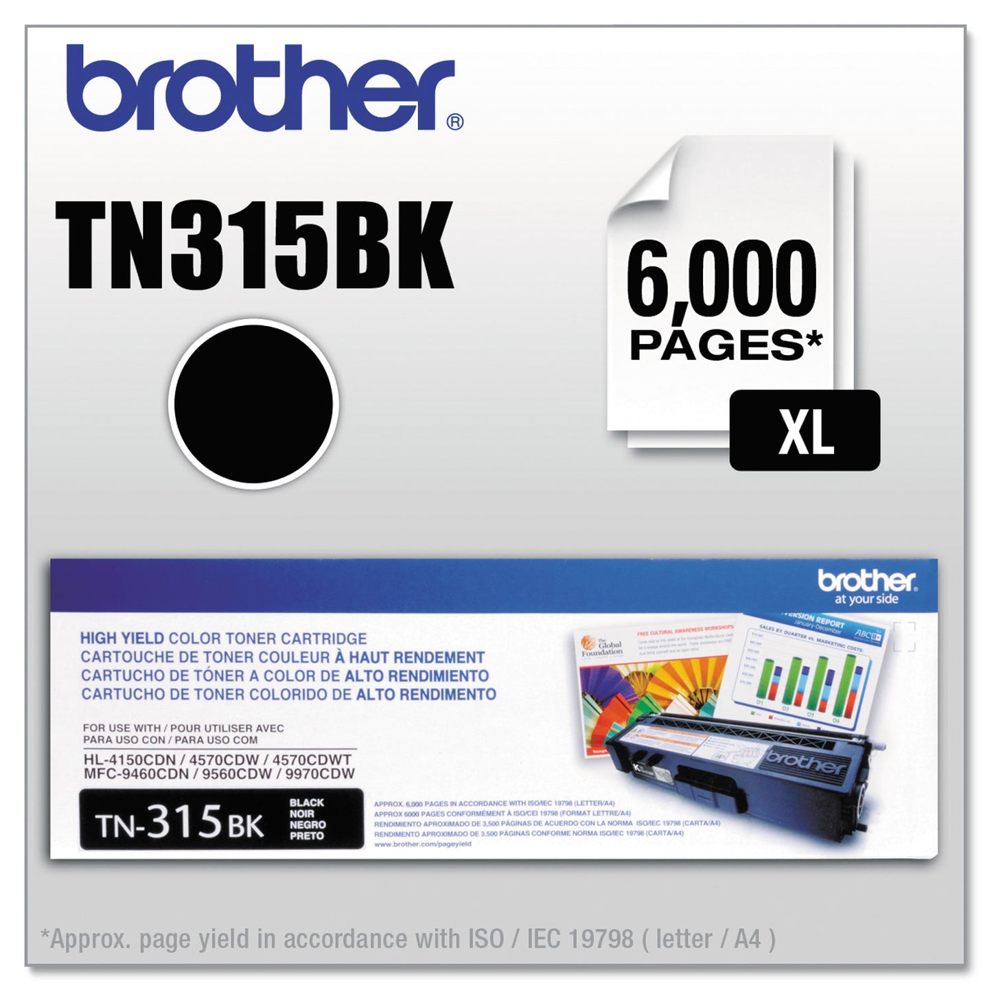 Brother TN315BK High-Yield Toner, 6,000 Page-Yield, Black