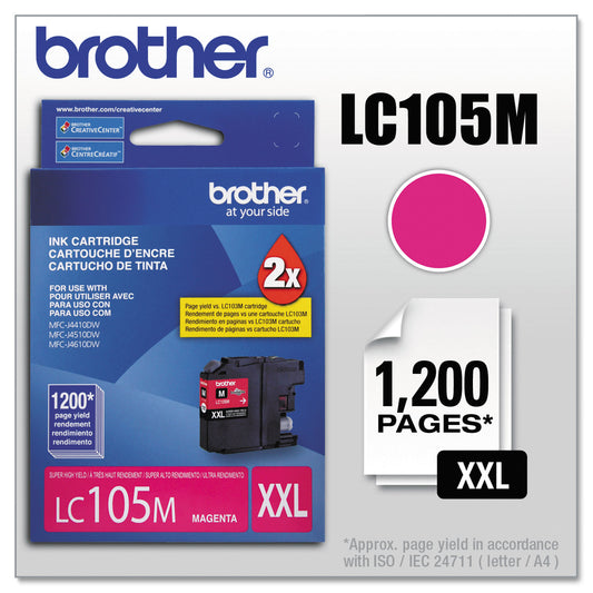 Brother LC105M Innobella Super High-Yield Ink, 1,200 Page-Yield, Magenta