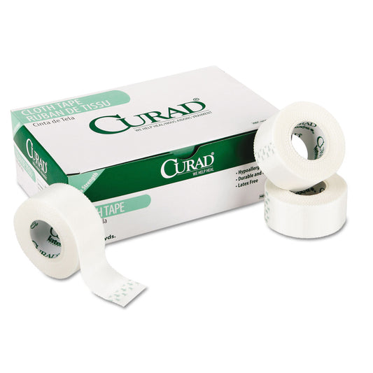 Curad First Aid Cloth Silk Tape, Heavy-Duty, Acrylic/Silk, 2" x 10 yds, White, 6/Pack (NON270102)