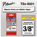 Brother TZe Extra-Strength Adhesive Laminated Labeling Tape, 0.35" x 26.2 ft, Black on White (TZES221)