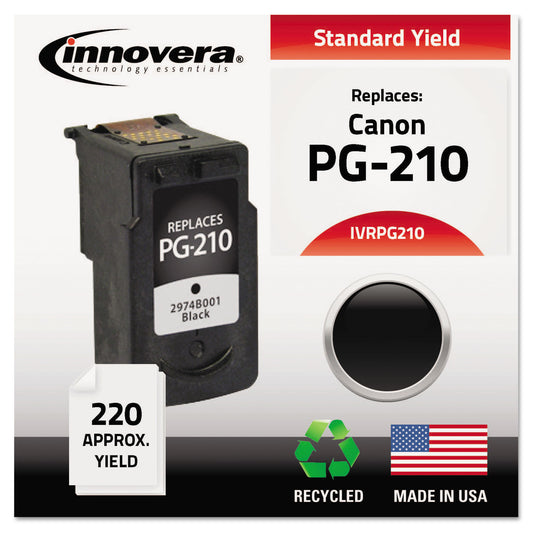 Innovera Remanufactured Black Ink, Replacement for PG-210 (2974B001), 220 Page-Yield