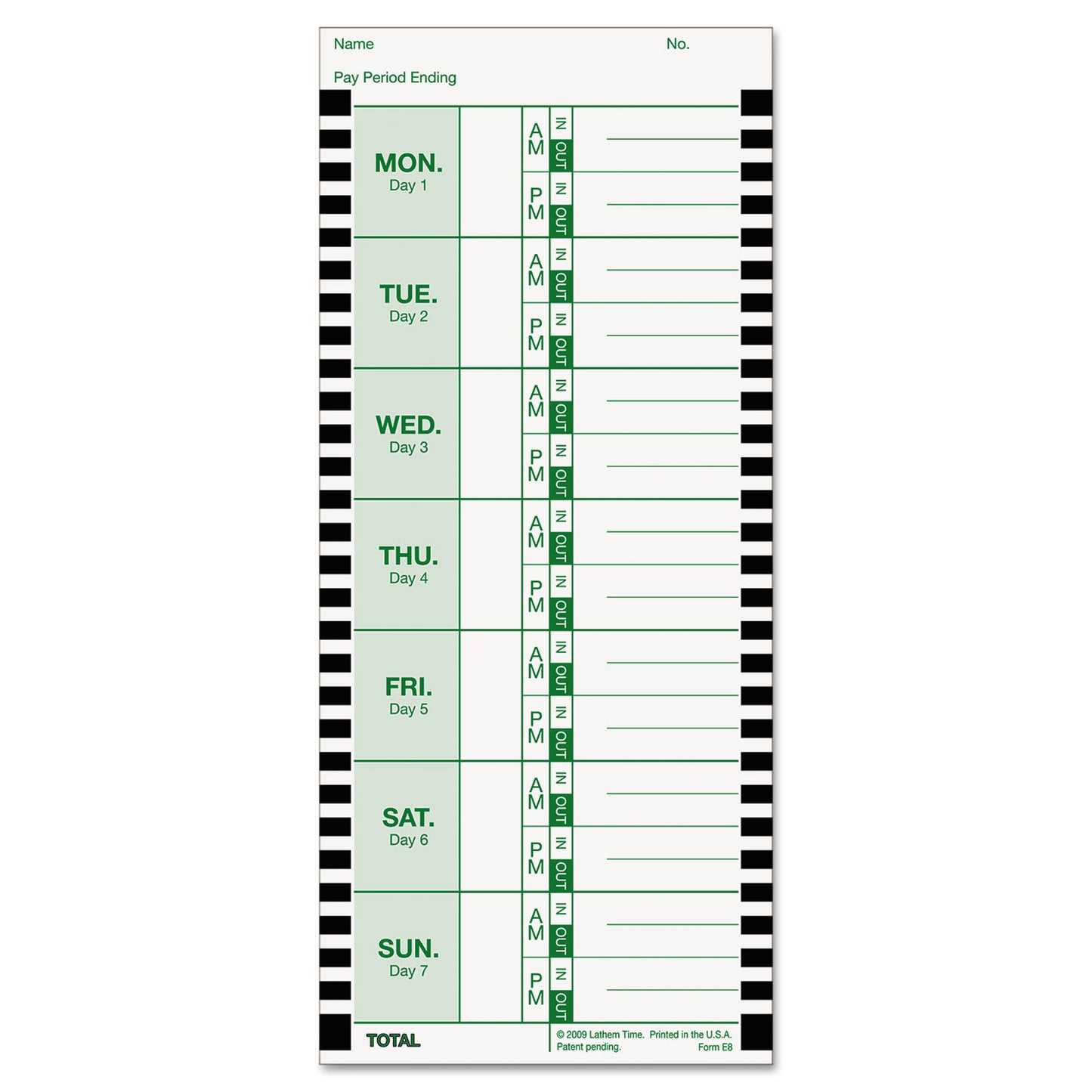 Time Clock Cards for Lathem Time 800P, One Side, 4 x 9, 100/Pack (E8100)