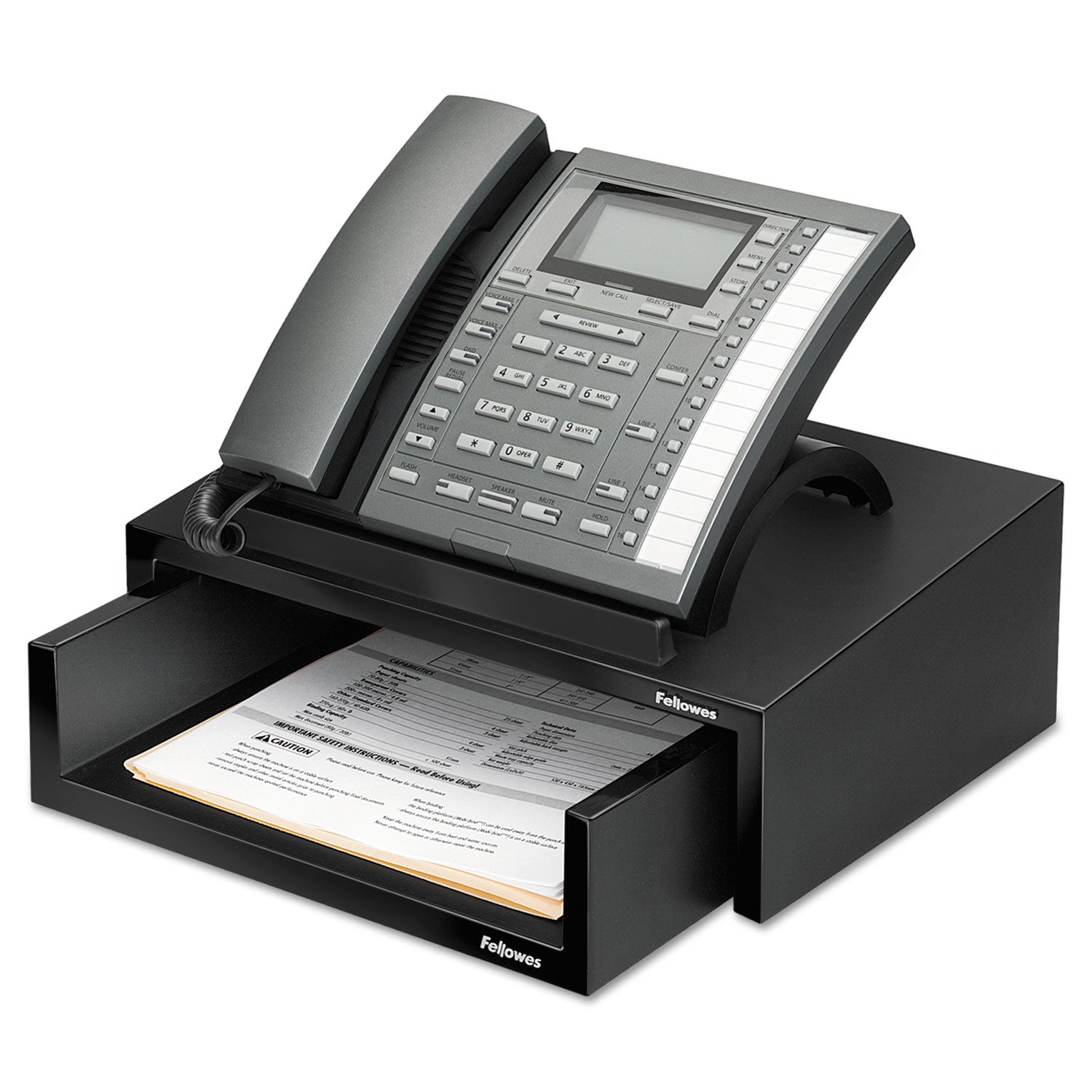 Fellowes Designer Suites Telephone Stand, 13 x 9.13 x 4.38, Black Pearl (8038601)