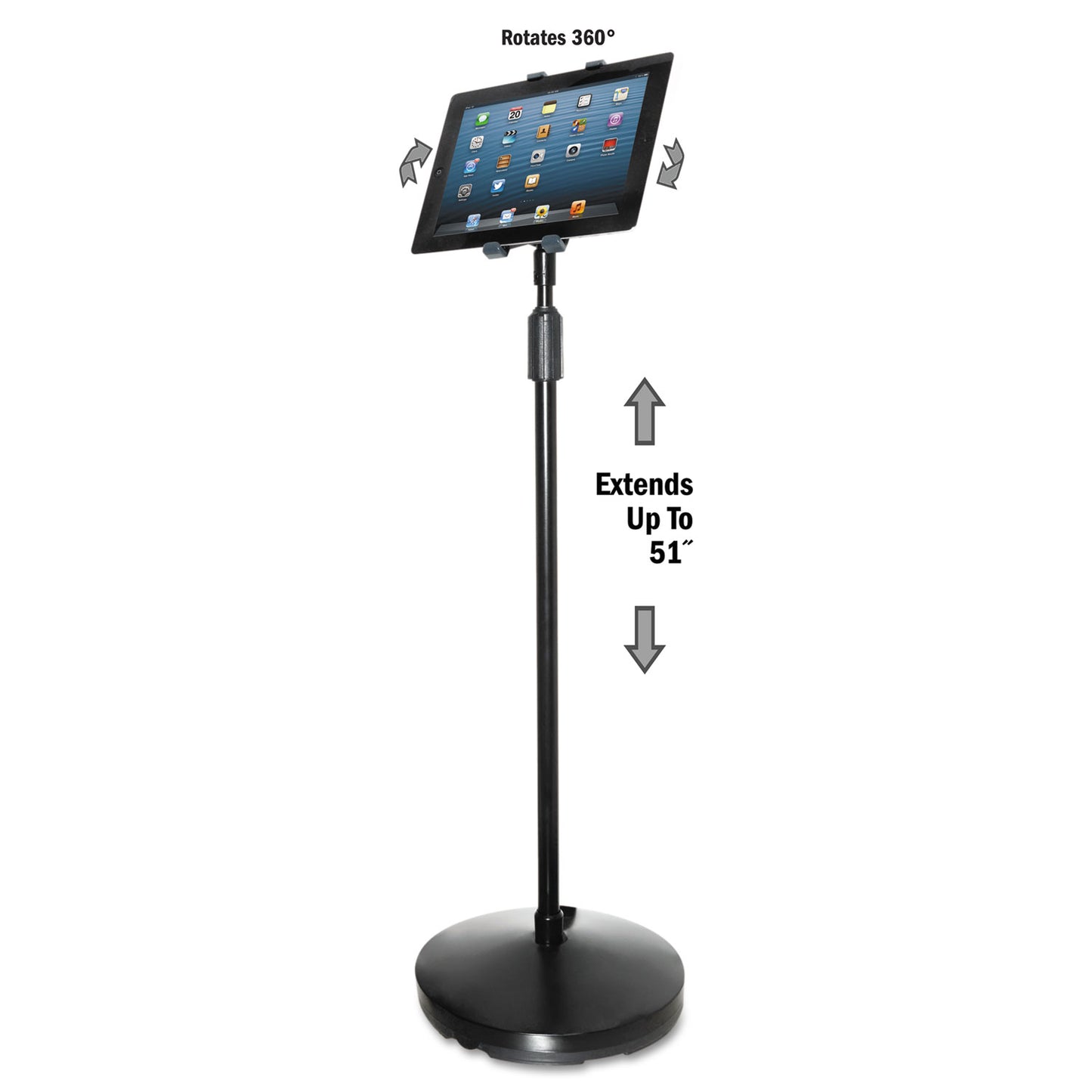 Kantek Floor Stand for iPad and Other Tablets, Black (TS890)