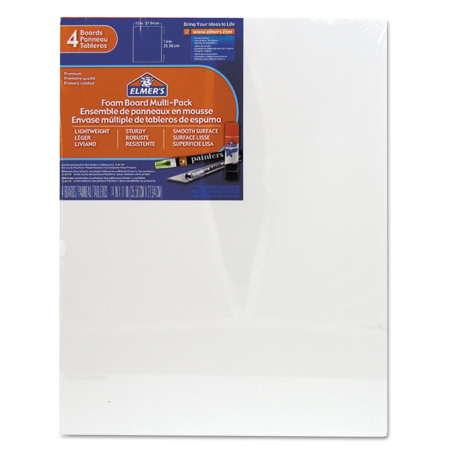 Fome-Cor Pro White Pre-Cut Foam Board Multi-Packs, 11 x 14, 4/Pack (07007109)