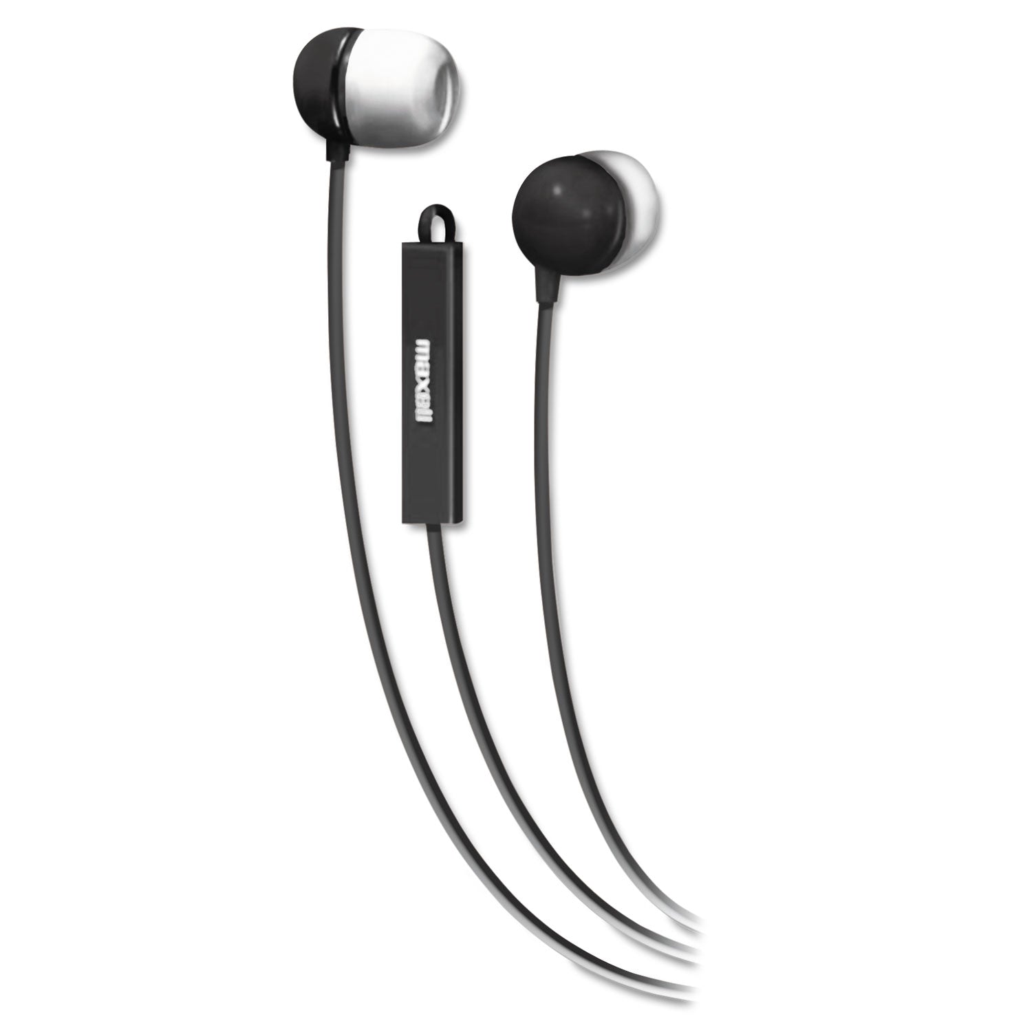 Maxell In-Ear Buds with Built-in Microphone, 4 ft Cord, Black (190300)