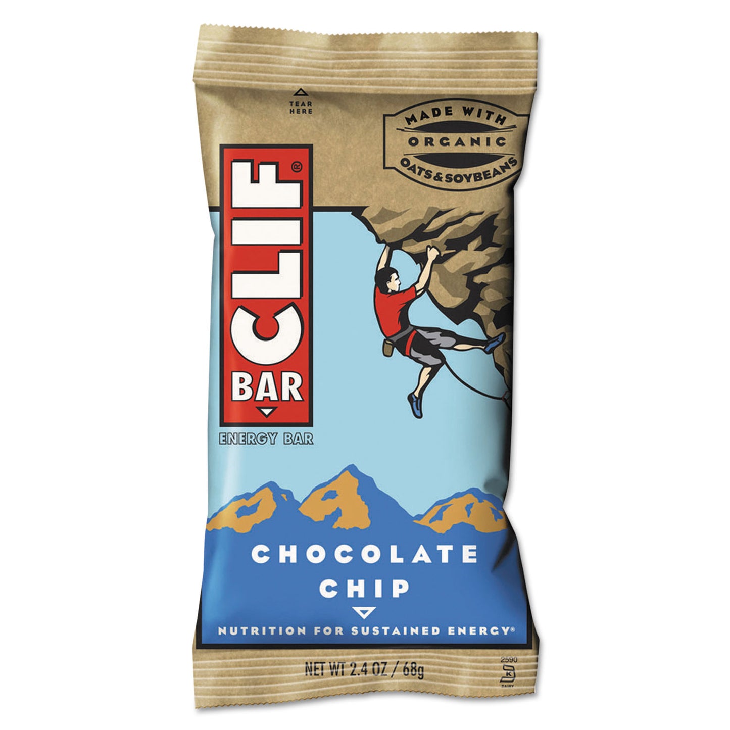 CLIF Bar Energy Bar, Chocolate Chip, 2.4 oz, 12/Box (160004)