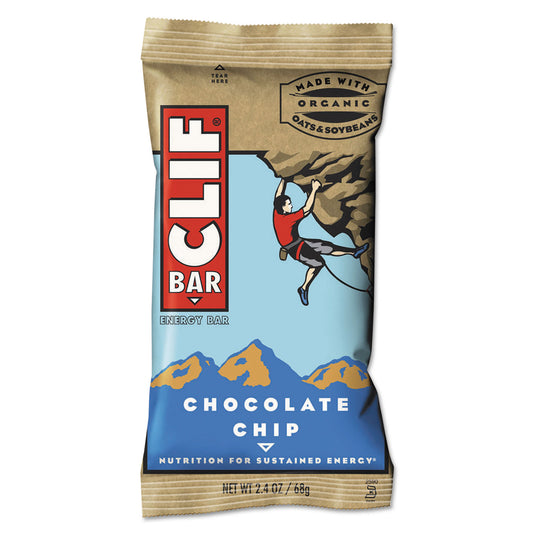 CLIF Bar Energy Bar, Chocolate Chip, 2.4 oz, 12/Box (160004)