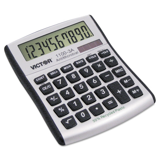 Victor 1100-3A Antimicrobial Compact Desktop Calculator, 10-Digit LCD