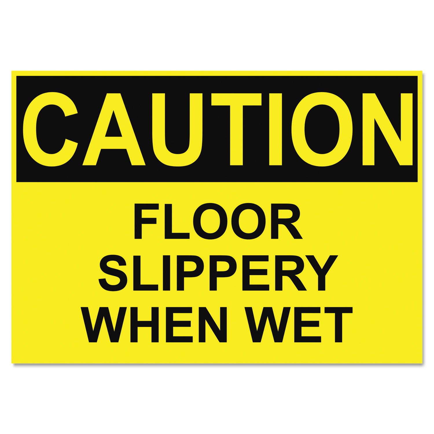 Headline OSHA Safety Signs, CAUTION SLIPPERY WHEN WET, Yellow/Black, 10 x 14 (5494)