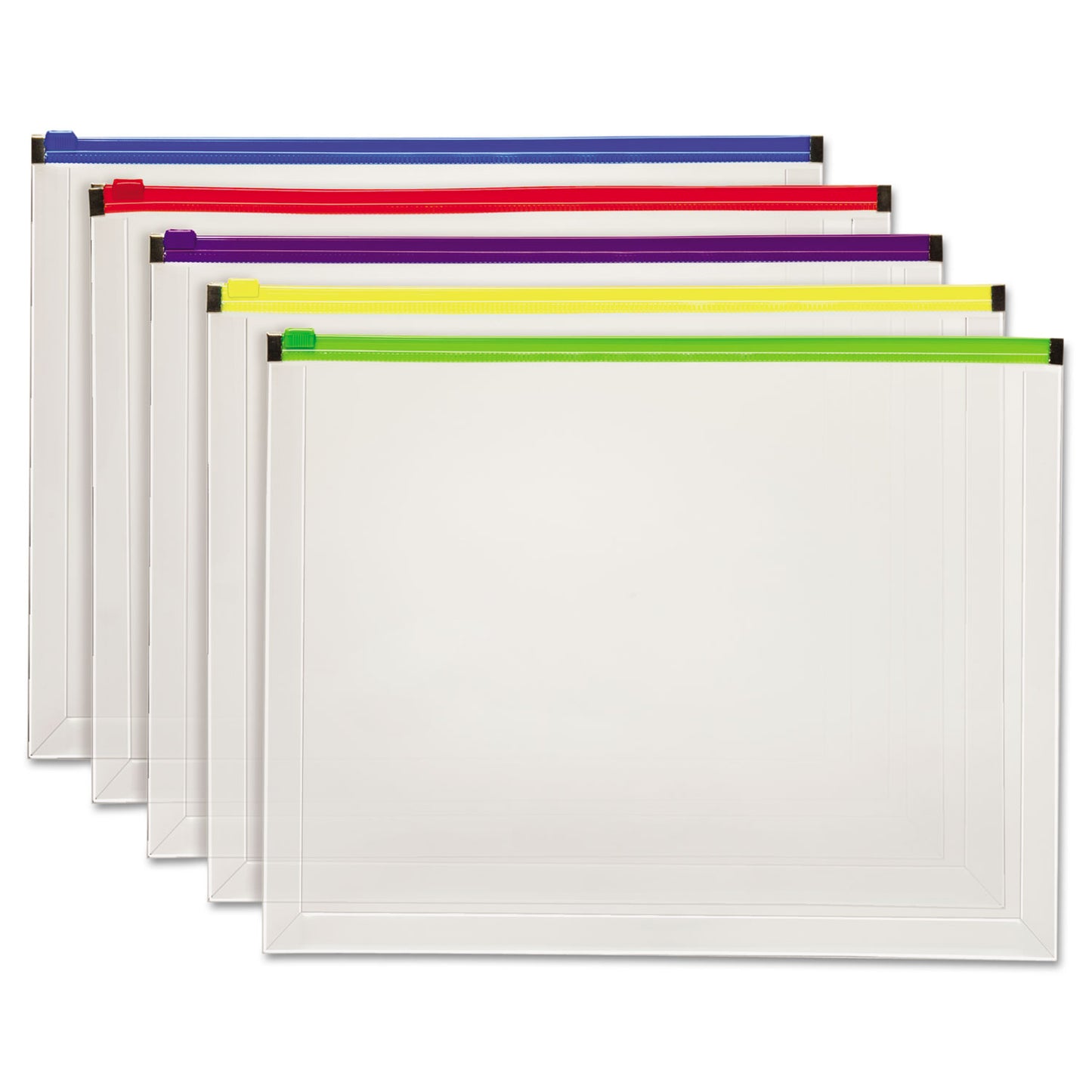 Pendaflex Poly Zip Envelope, Zipper Closure, 10 x 13, Assorted Colors, 5/Pack (85292)