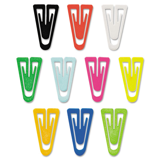 GEM Plastic Paper Clips, Large, Smooth, Assorted Colors, 200/Box (PC0600)