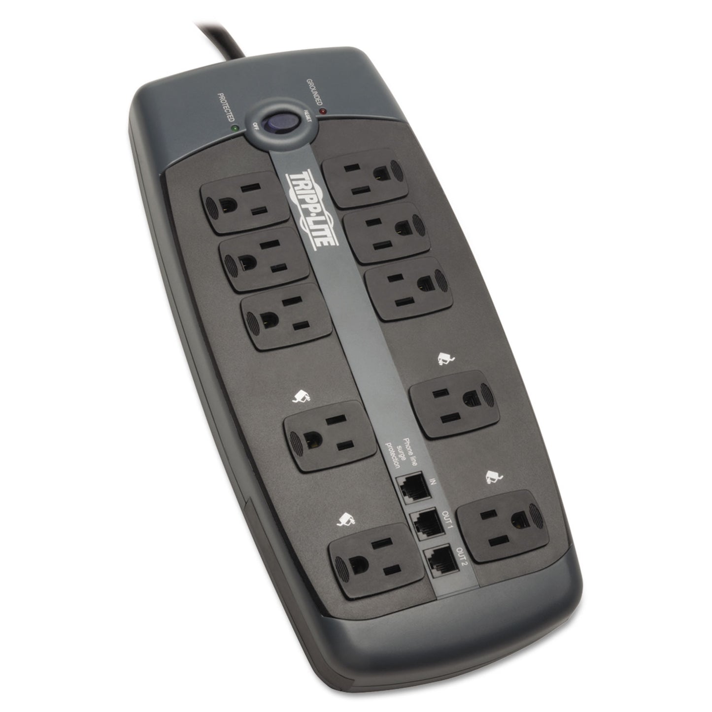 Tripp Lite Protect It! Surge Protector, 10 AC Outlets, 8 ft Cord, 2,395 J, Black (TLP1008TEL)