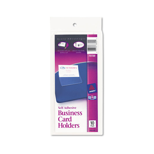 Avery Self-Adhesive Top-Load Business Card Holders, Top Load, 3.5 x 2, Clear, 10/Pack (73720)