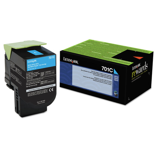 Lexmark 70C10C0 Return Program Toner, 1,000 Page-Yield, Cyan