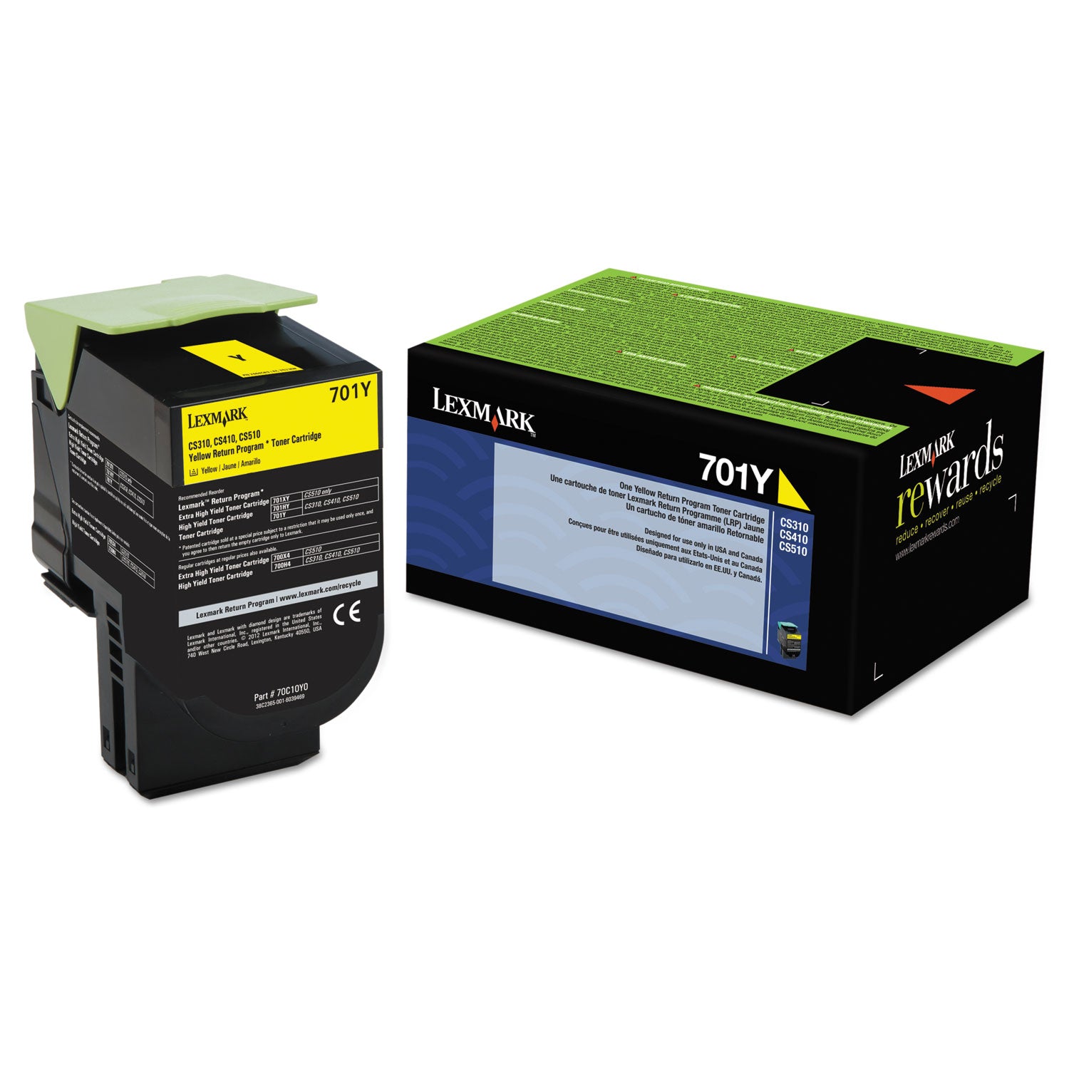 Lexmark 70C10Y0 Return Program Toner, 1,000 Page-Yield, Yellow