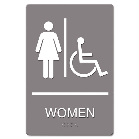 Headline ADA Sign, Women Restroom Wheelchair Accessible Symbol, Molded Plastic, 6 x 9 (4814)