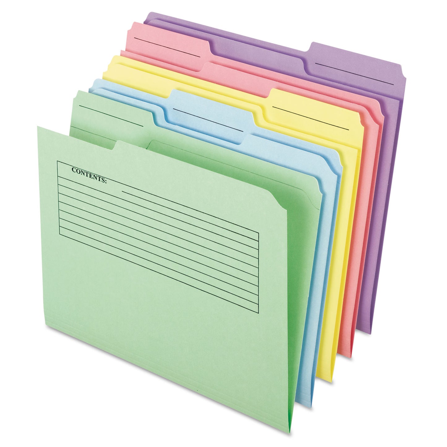 Pendaflex Printed Notes Folder, 1/3-Cut Tabs: Assorted, Letter Size, Assorted Colors, 30/Pack (45269)