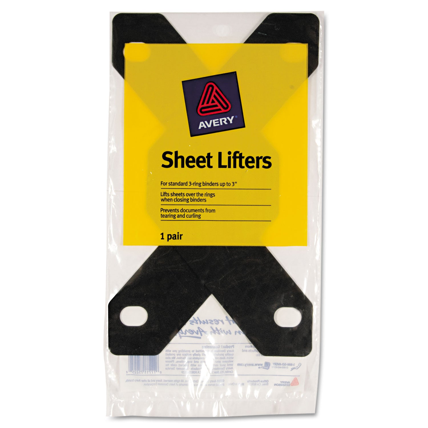 Avery Triangle Shaped Sheet Lifter for Three-Ring Binder, Black, 2/Pack (75225)