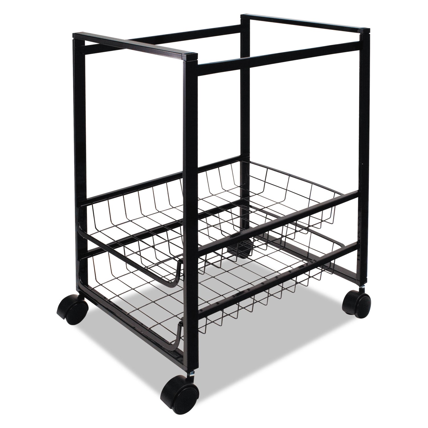 Advantus Mobile File Cart with Sliding Baskets, Metal, 2 Drawers, 1 Bin, 12.88" x 15" x 21.13", Black (34075)