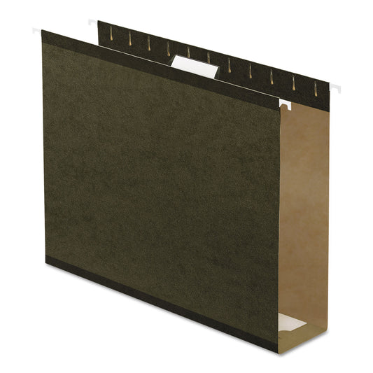 Pendaflex Extra Capacity Reinforced Hanging File Folders with Box Bottom, 3" Capacity, Letter Size, 1/5-Cut Tabs, Green, 25/Box (4152X3)