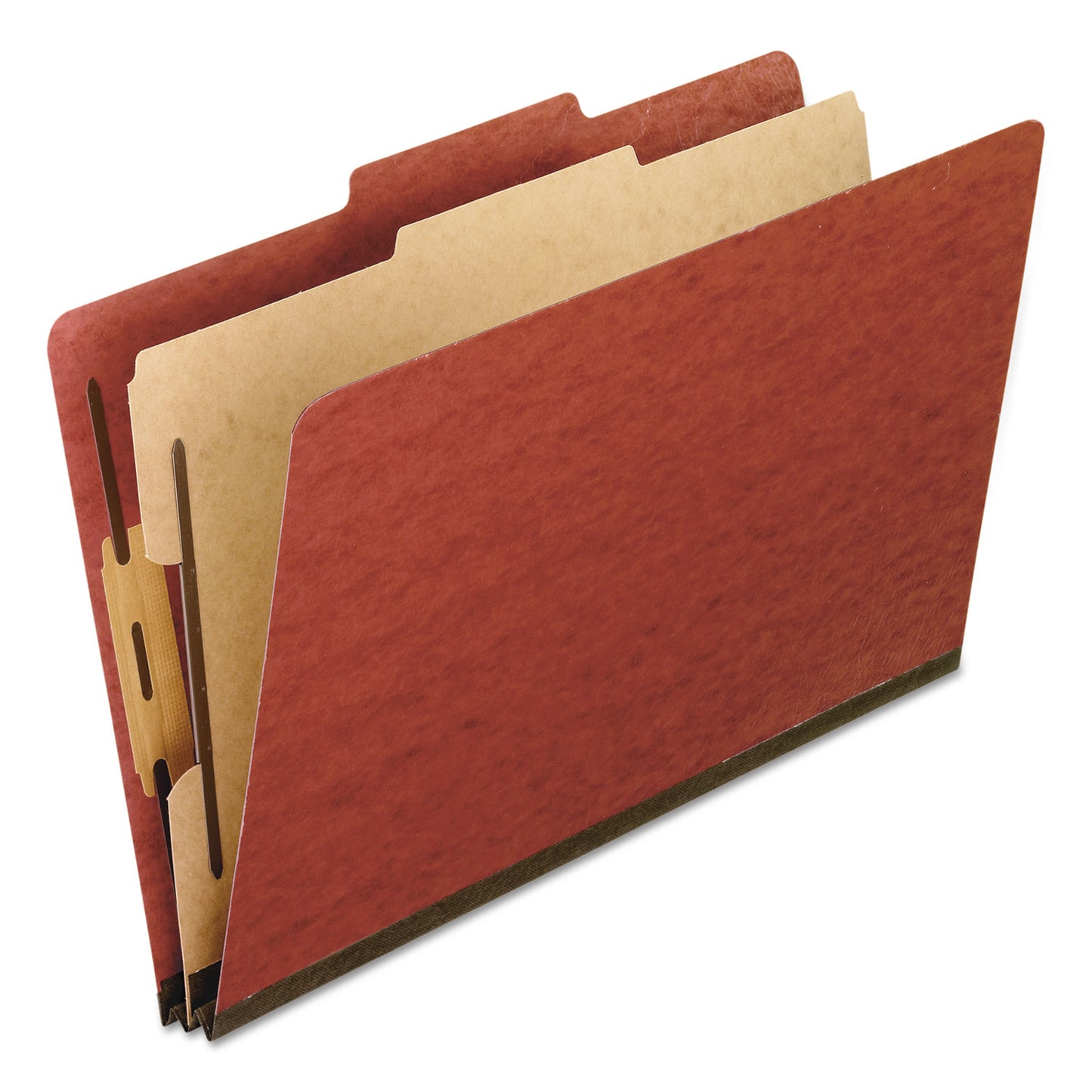 Pendaflex Four-Section Pressboard Classification Folders, 2" Expansion, 1 Divider, 4 Fasteners, Legal Size, Red Exterior, 10/Box (2157R)
