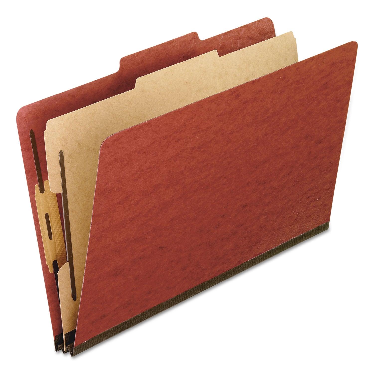 Pendaflex Four-Section Pressboard Classification Folders, 2" Expansion, 1 Divider, 4 Fasteners, Legal Size, Red Exterior, 10/Box (2157R)